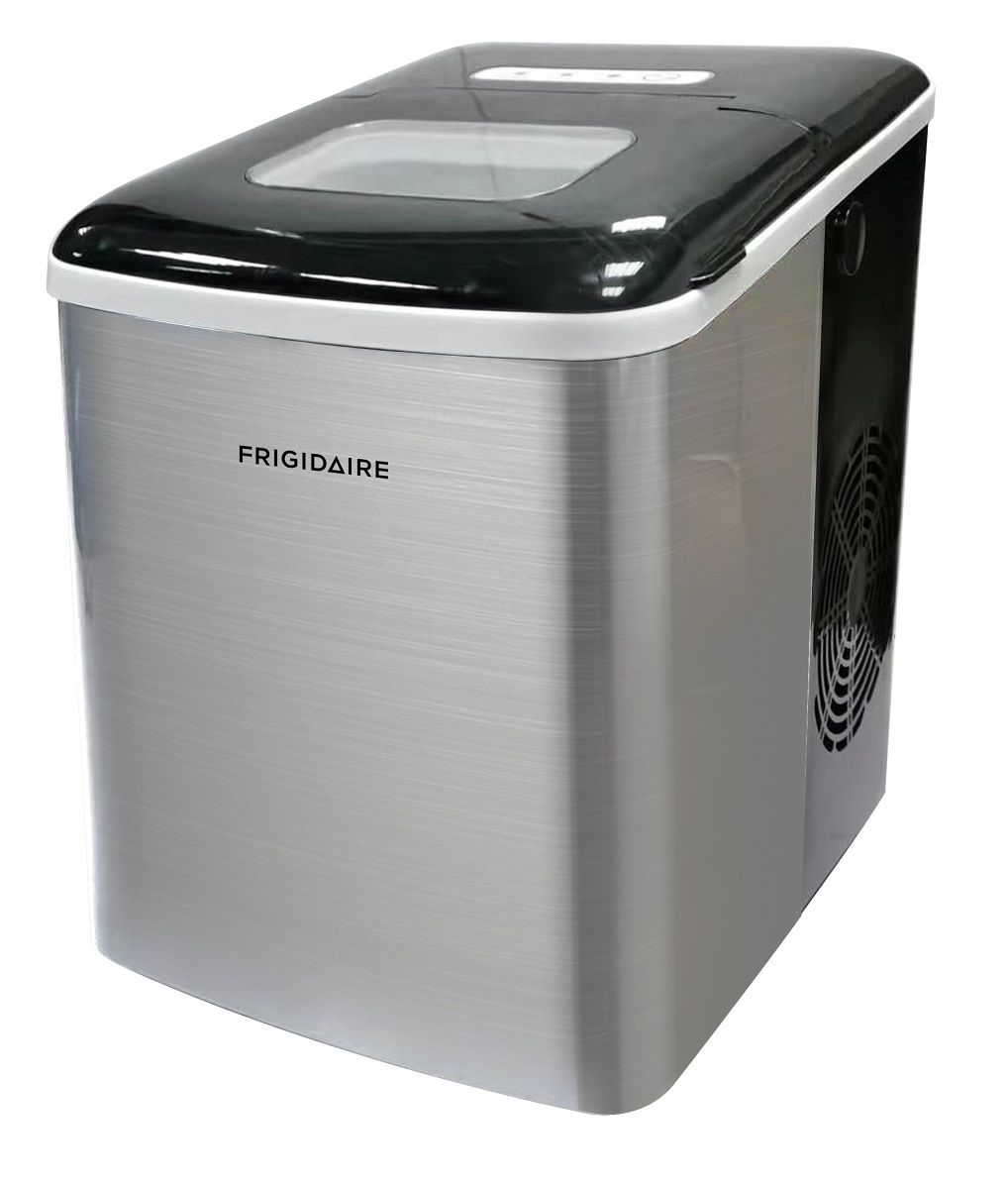Manufacturer image of the black-top and stainless-front Frigidaire EFIC117-SS-B countertop ice maker.