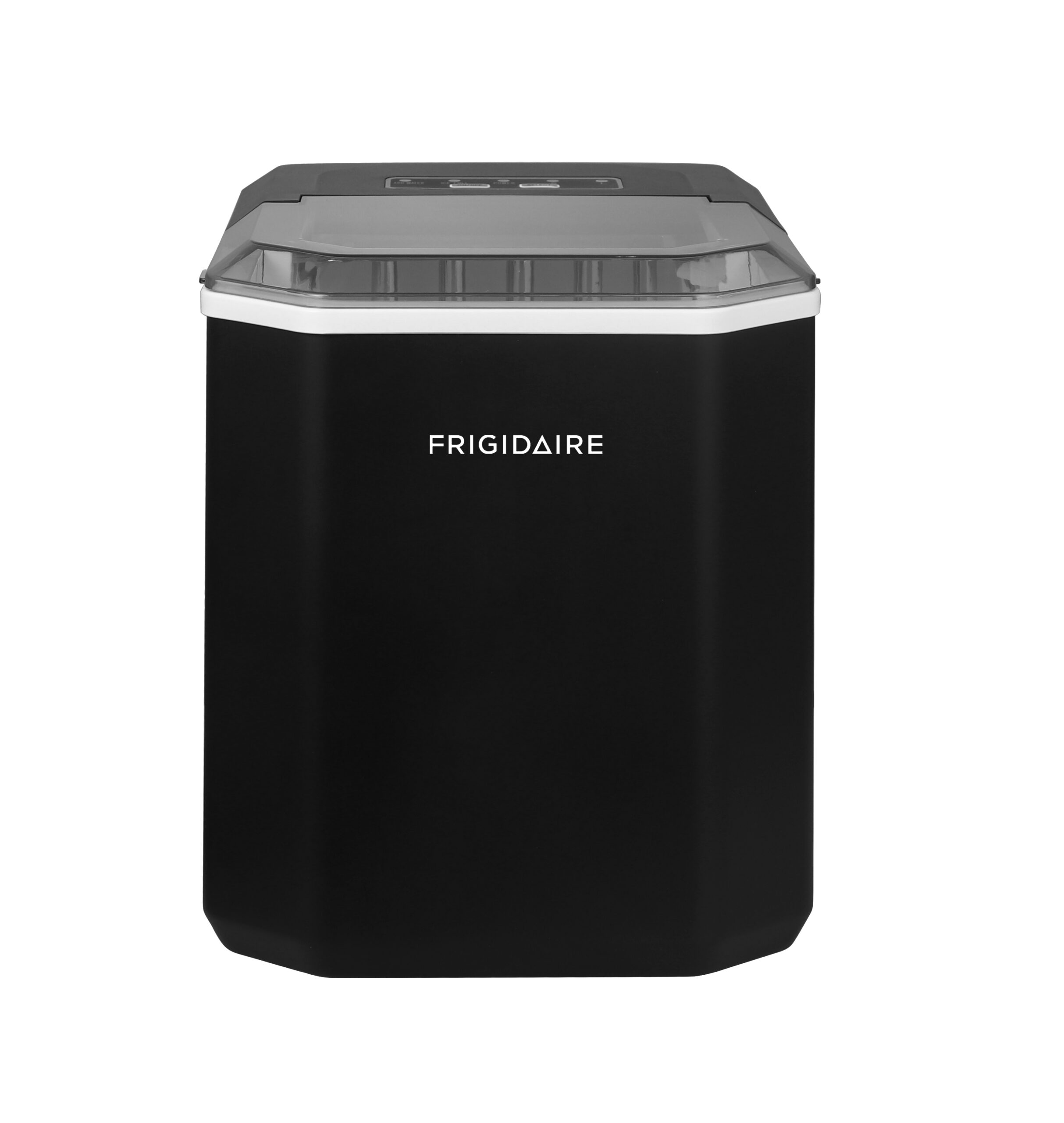 Frigidaire EFIC122-BLACK countertop bullet-ice maker with transparent lid and top controls