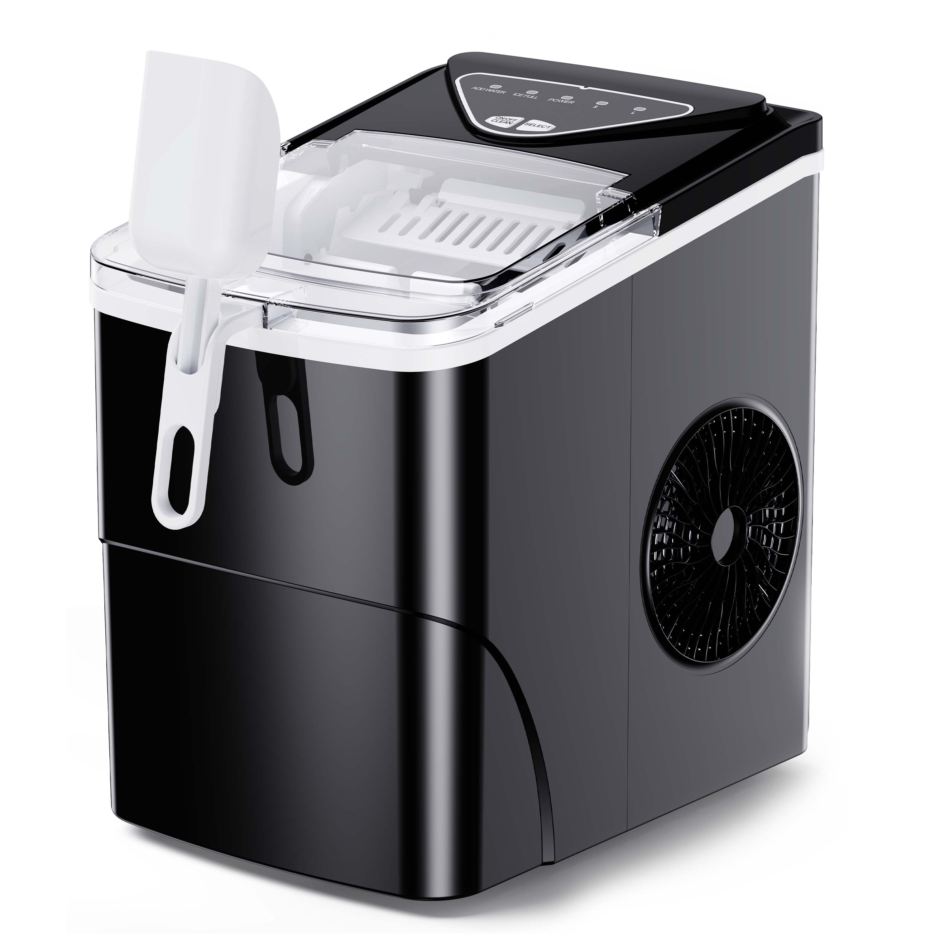 Silonn SLIM01B-1 black countertop bullet maker with transparent handled ice basket