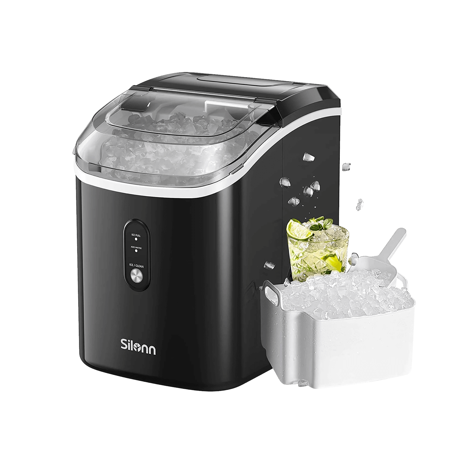 Silonn SLIM17B (Black) countertop ice maker, black finish
