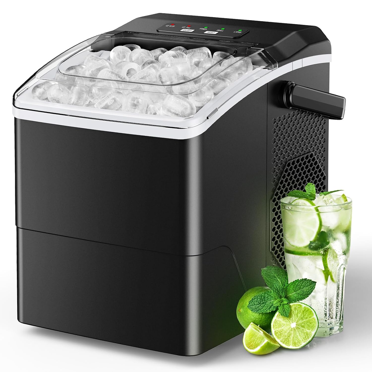 Black Silonn SLIM27B countertop bullet ice maker shown in its exact product-page image